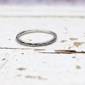 Substrate Textured Sterling Ring Band MADE TO ORDER Sterling Silver forged hammered Skinny - 1.6mm