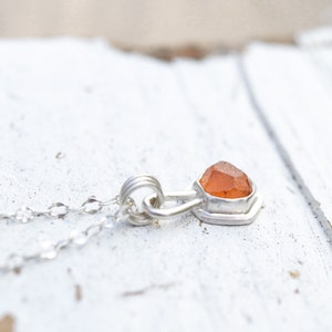 Orange Spessartine Garnet and Sterling Silver Necklace. Raw Natural gemstone Layering. Silversmith handmade metalwork image 3