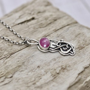 Pink Sapphire Jellyfish necklace in sterling silver Gemmy Jellies Collection by SweetSilver. Metalsmith Silversmith image 3