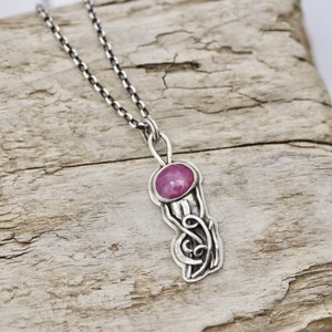 Pink Sapphire Jellyfish necklace in sterling silver Gemmy Jellies Collection by SweetSilver. Metalsmith Silversmith image 2