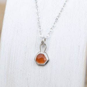 Orange Spessartine Garnet and Sterling Silver Necklace. Raw Natural gemstone Layering. Silversmith handmade metalwork image 7