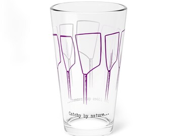 Vaso transparente de 473 ml para cerveza o agua - Diseño de 5 remos, Pasión Violeta | Accesorio de remo, regalo original