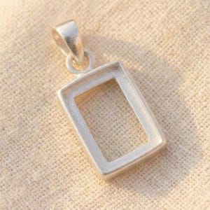 925 Sterling Silver Rectangle Bezel Pendant Setting, Handmade Blank Cabochon Mounting, 5x7mm - 15x20mm