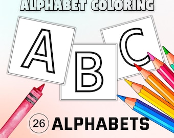 ABC Flashcard Coloring Pages: Preschool Alphabet Activity (Digital Download)