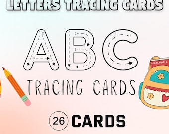 Alphabet Tracing Cards: Learn to Write ABCs for Preschool, Kindergarten, Printable Letter Card (Digital Download) JPG PDF