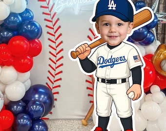 Personalized Baseball Player Cutout – Inspired by Los Angeles Team – Digital Party Decor