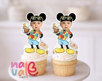 Summer Pool Party Classic Cartoon Mouse Cupcake Toppers –  Birthday Decorations – Fun Cartoon Party Suppliess– Digital File