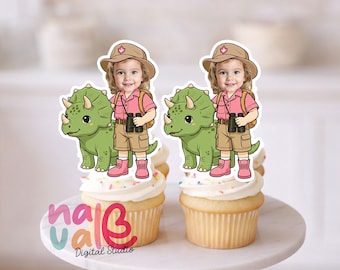 Sweet Girl-o-saur Cupcake Toppers – Pink Dinosaur Birthday Decorations – Party Supplies – Digital File