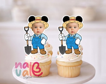 Mouse Farm Cupcake Toppers –  Birthday Decorations – Fun Cartoon Party Suppliess– Digital File
