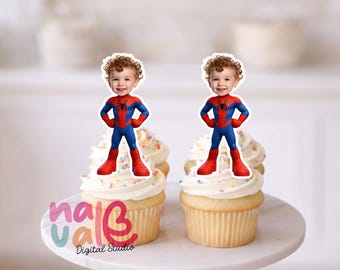 Spider Cupcake Toppers - Face cupcake topper -Custom Face- cupcake Topper- Digital File