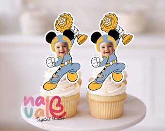 Racing Mouse Boy in Blue Suit  Cupcake Toppers –  Birthday Decorations – Fun Cartoon Party Suppliess– Digital File