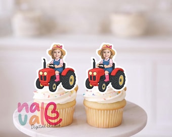 Red Tractor Cupcake Toppers –  Birthday Decorations – Party Suppliess– Digital File