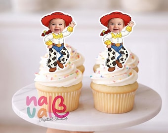 jessie  Cowgirl Cupcake Topper – Personalized Face Toy Adventure Theme – Digital File