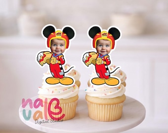Speedy Red Racer Mouse Cupcake Toppers –  Birthday Decorations – Fun Cartoon Party Suppliess– Digital File