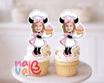 Little Pastry Chef Toon Cupcake Toppers –  Birthday Decorations – Fun Cartoon Party Suppliess– Digital File