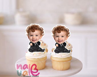 Baby Executive Party Cupcake Topper – Personalized Face – Boss Theme – Digital File