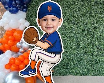 New York Baseball Character – Personalized Face Cutout – Printable Party Prop