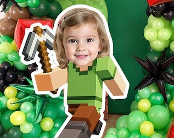 Cutout Pixel Game Character – Custom Face Digital Party Decoration – Printable File