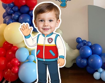 Cutout Puppy Rescue Team – Custom Face Digital Party Decoration – Printable File