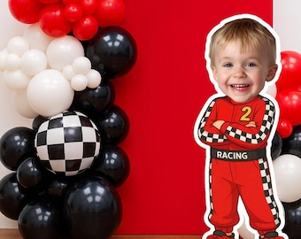Red Racing Driver Cutout – Personalized Face, Printable Digital File