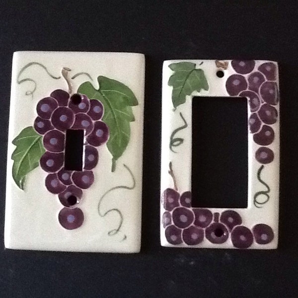 Ceramic Purple Grape Light Switch Plates