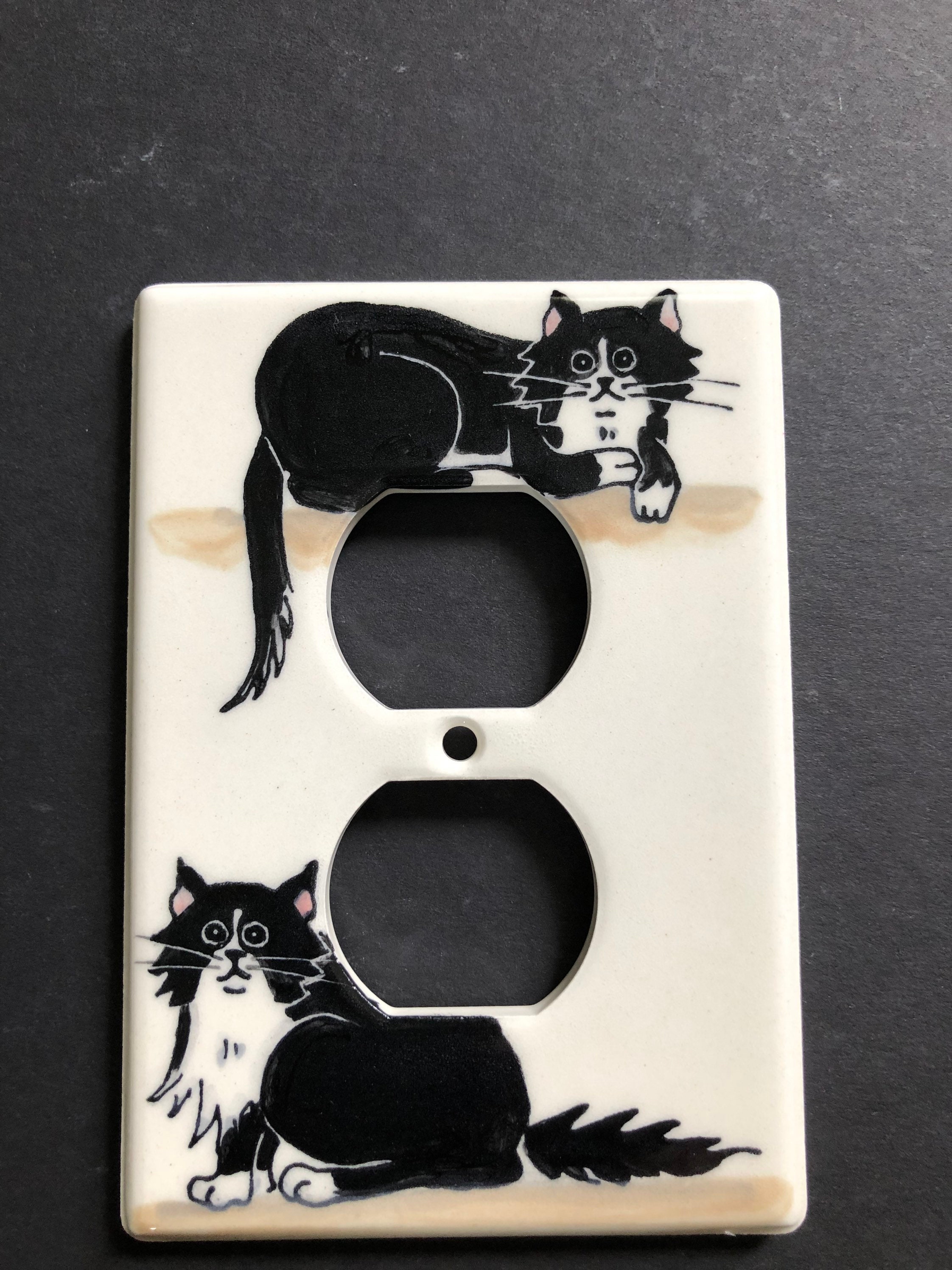 Black and White Cat Switch Plates Etsy