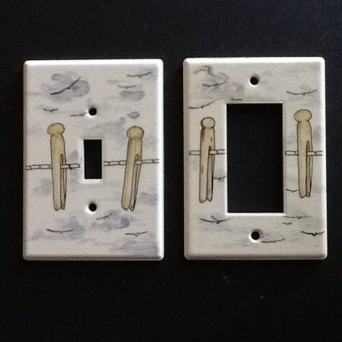 Ceramic Handpainted Clothespin Switch Plates Etsy