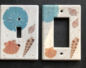 Aqua shell ceramic switch plates