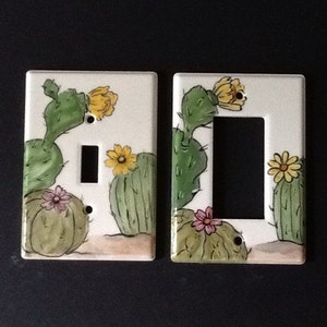 Handpainted ceramic Cactus switchplates