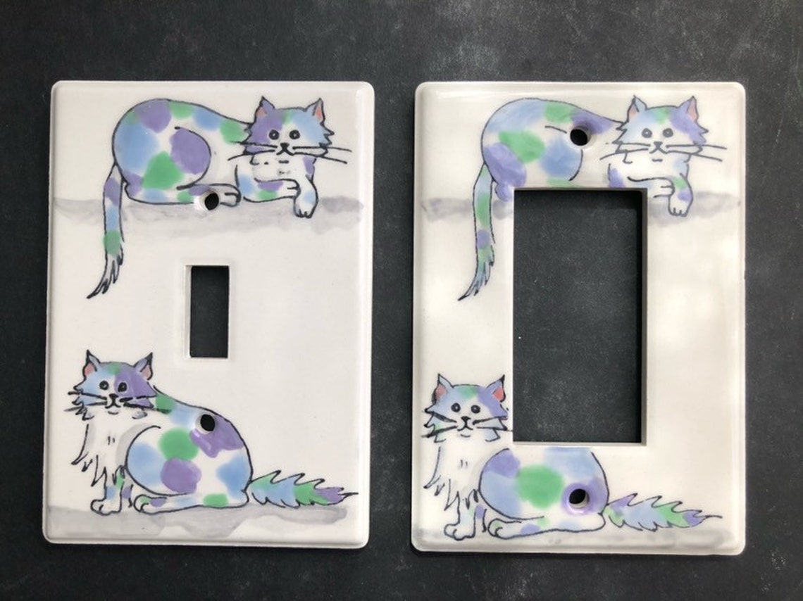 Colorful Cat Light Switch Cover Etsy