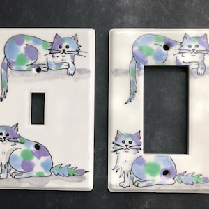 Colorful cat light switch cover