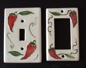 Ceramic Chili Pepper Light Switch Plates