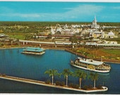 Walt Disney World - antique postcard - Magik kingdom -  steamboats - vintage - Florida - old fashioned - souvenir - Free shipping Canada USA