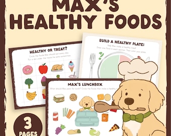 Kids Healthy Eating Worksheets – Printable Learning Activities (Digital Download)