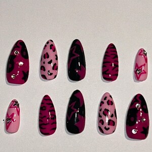 Pink y2k almond press on nails