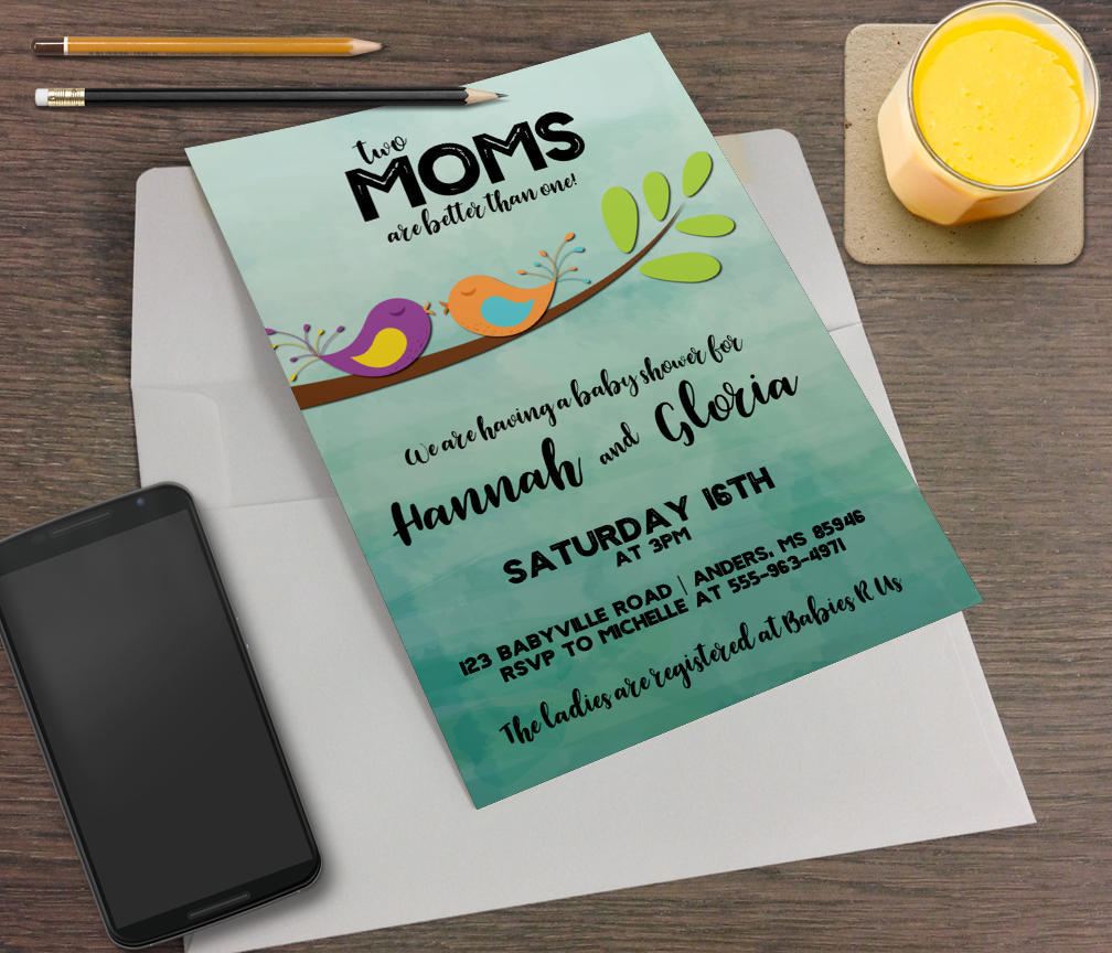 Two Moms Baby Shower Invitations 8