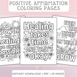 Kleurplaten Positieve Affirmatie Mindfulness Kleurboek Healing Groei Zelfwaardering Afdrukbare Kalmte Ontspanning Activiteiten Volwassenen Kinderen