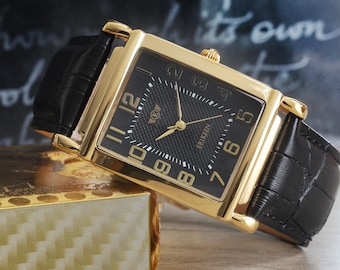 Vintage Longines Presence 156-7114 Square Slim 18K Gold Plated