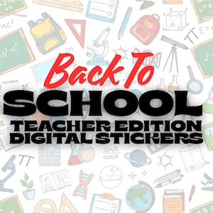 Teacher Planner Digital Stickers: Back to School, GoodNotes, Notability (PNG Download)