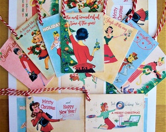1950s Vintage Christmas Tags - Pack 9