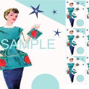 INSTANT DIGITAL DOWNLOADS x 9 Retro tags - Blue