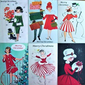 XMAS SALE!! Vintage Retro Xmas Cards/Envelopes - Pk 6. CHOOSE Design (2.99 Shipping Extra Packs)!!