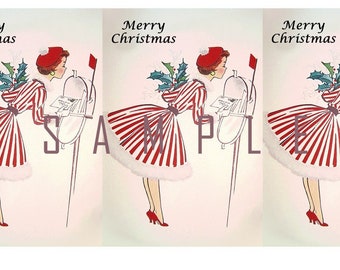 INSTANT DIGITAL DOWNLOAD -  Vintage Ladies Xmas Cards