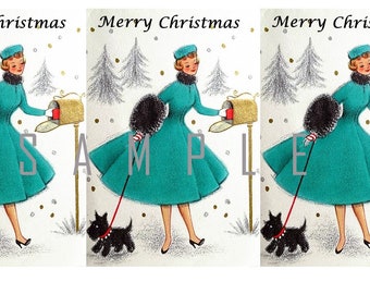 INSTANT DIGITAL DOWNLOAD -  Vintage Ladies Xmas Cards.