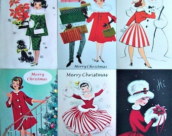 XMAS SALE!! Vintage Retro Xmas Cards/Envelopes - Pk 6. CHOOSE Design (2.99 Shipping Extra Packs)!!