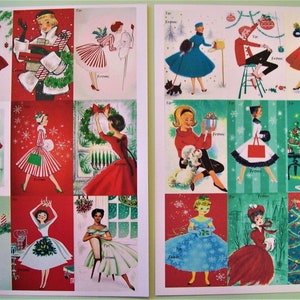 1950s Vintage Christmas Tags or Stickers - Choose