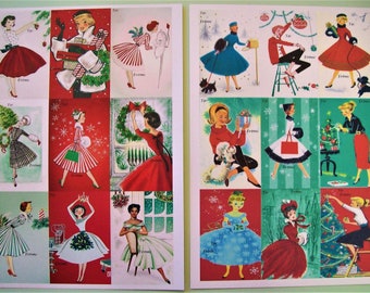 1950s Vintage Christmas Tags or Stickers - Choose