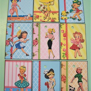Etiquetas/cartões de preço Pin up vintage dos anos 1950 - 50 (5 folhas +) VENDA POR ATACADO