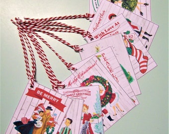 1950s Vintage Christmas Tags - Pack 9