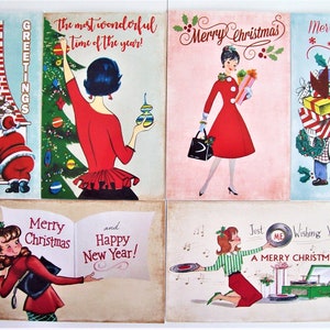 XMAS SALE!! Vintage Retro Xmas Cards/Envelopes - Pk 6. CHOOSE Design (2.99 Shipping Extra Packs)!!